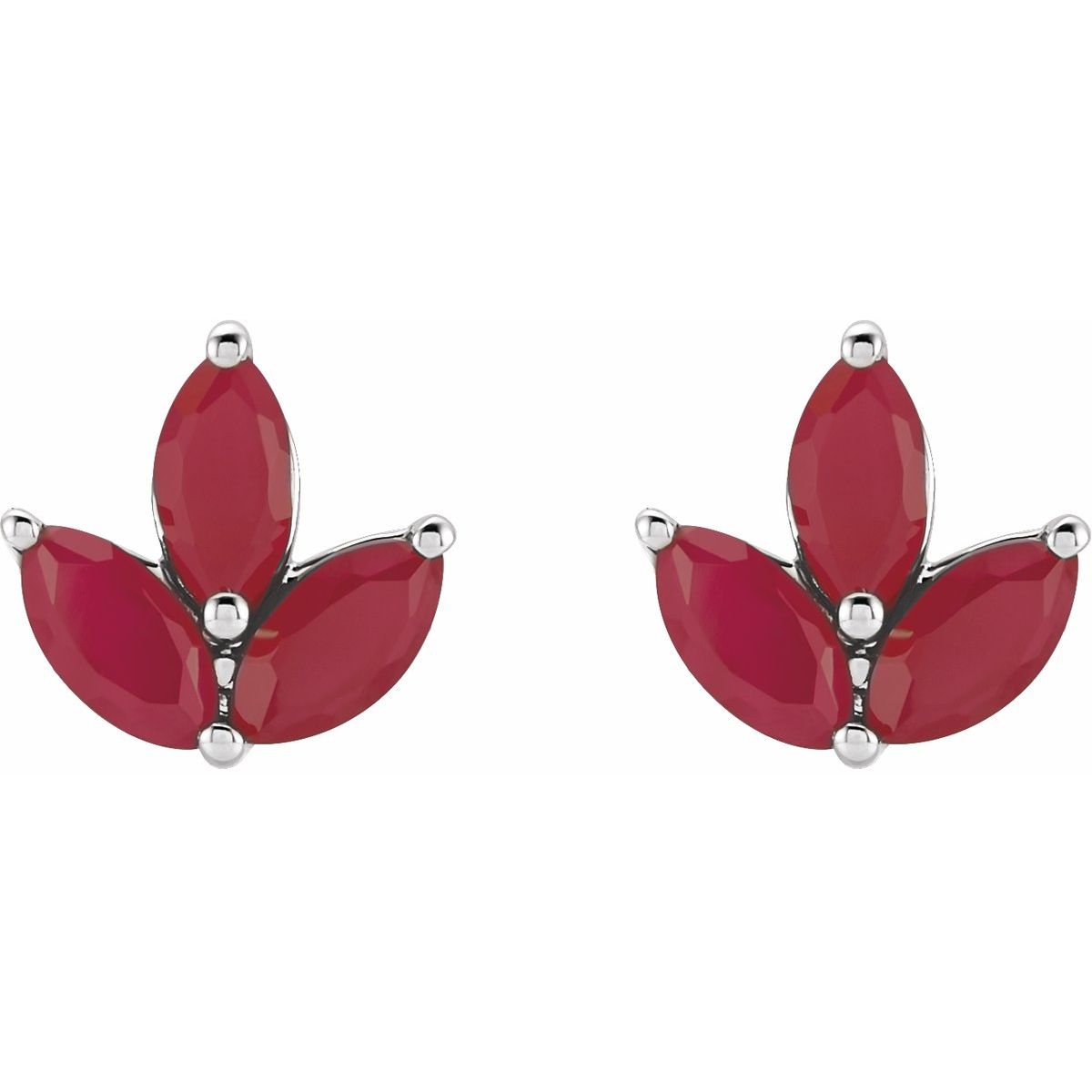 Natural Ruby Marquise 2-Prong Cluster Earrings