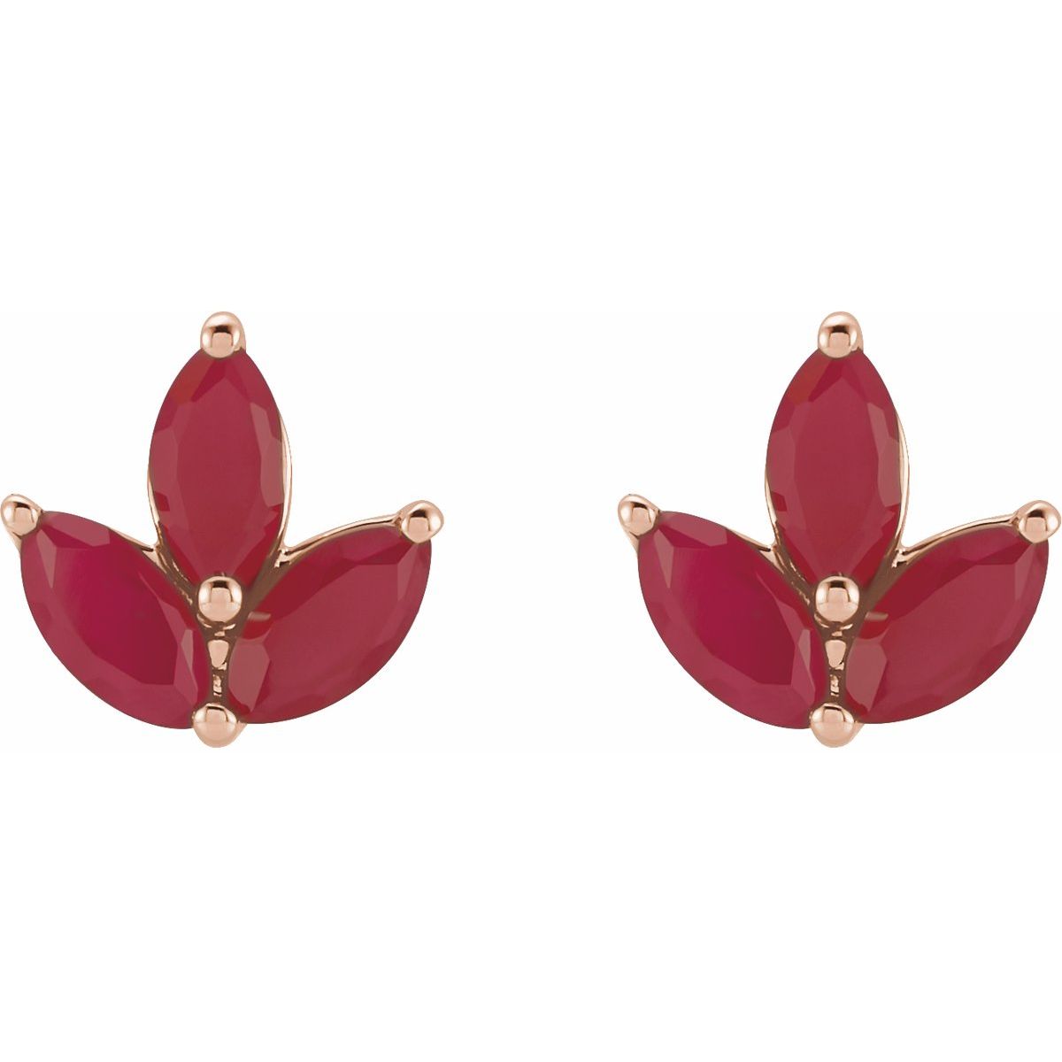Natural Ruby Marquise 2-Prong Cluster Earrings