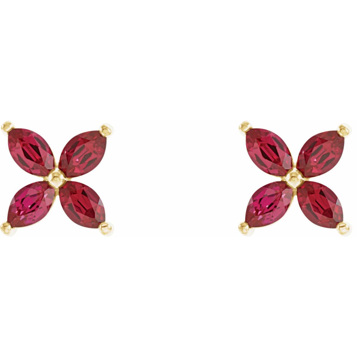 Lab Made Ruby Cluster Earrings