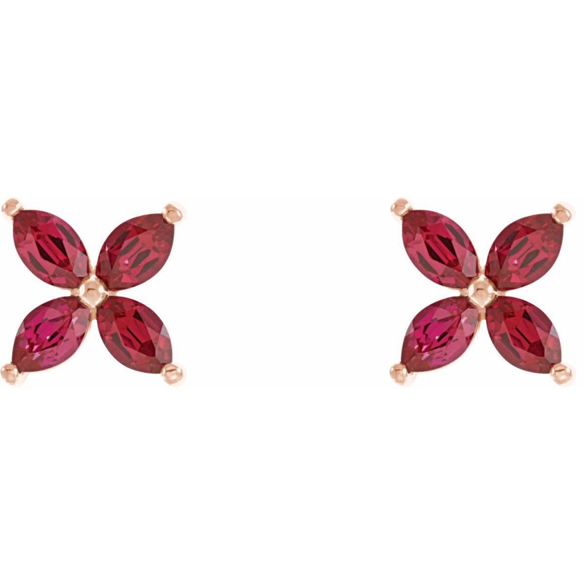 Lab Made Ruby Cluster Earrings