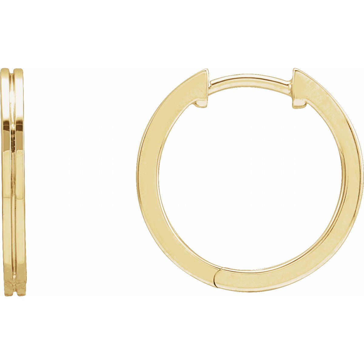 Grooved Huggie Hoop Earrings (15 Mm)