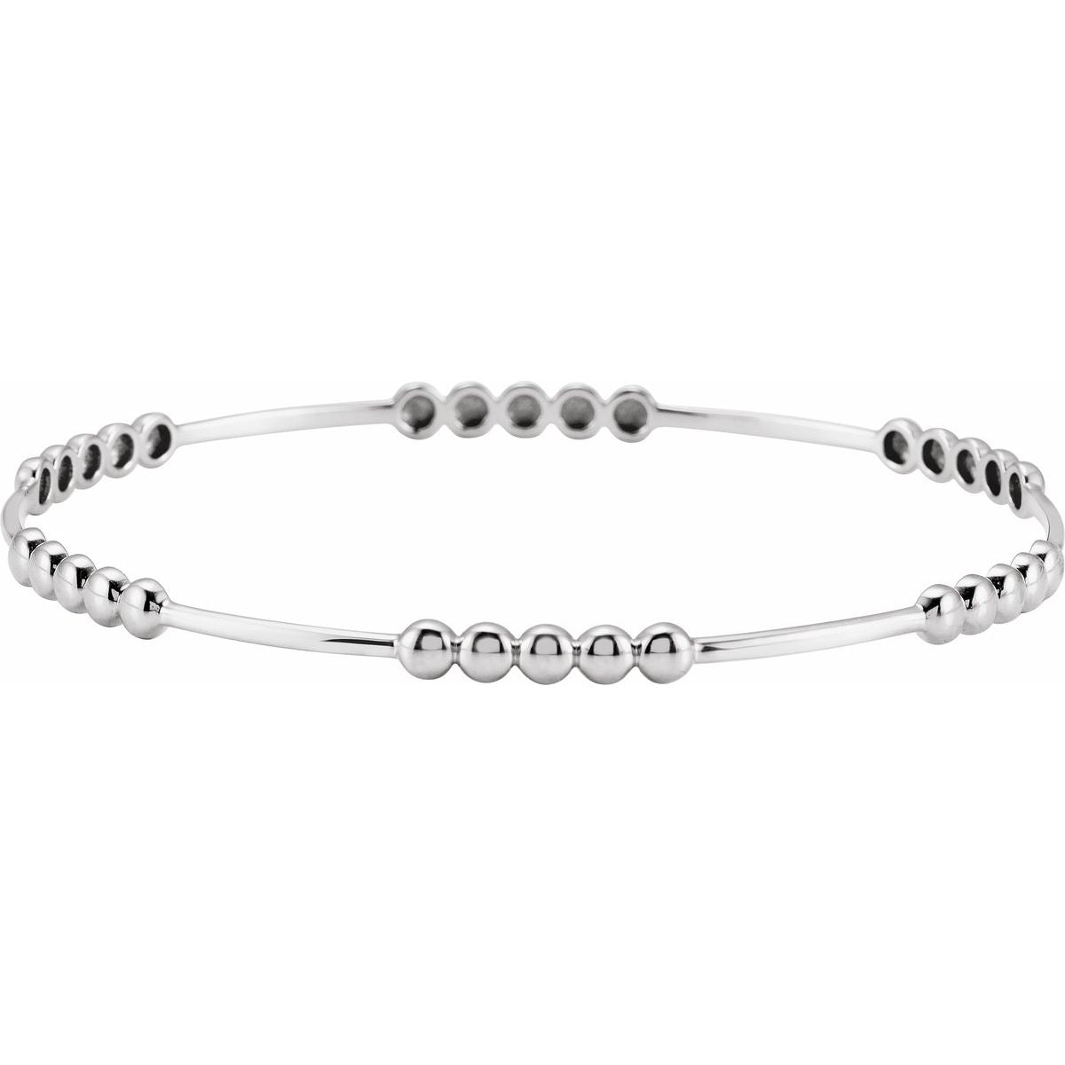 Bead Bangle Bracelet - Sterling Silver - Series BRC884