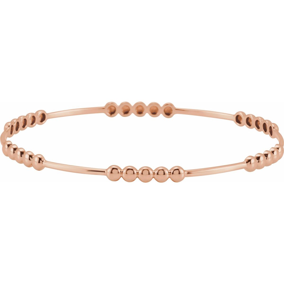 Bead Bangle Bracelet - 14K Rose Gold - Series BRC884