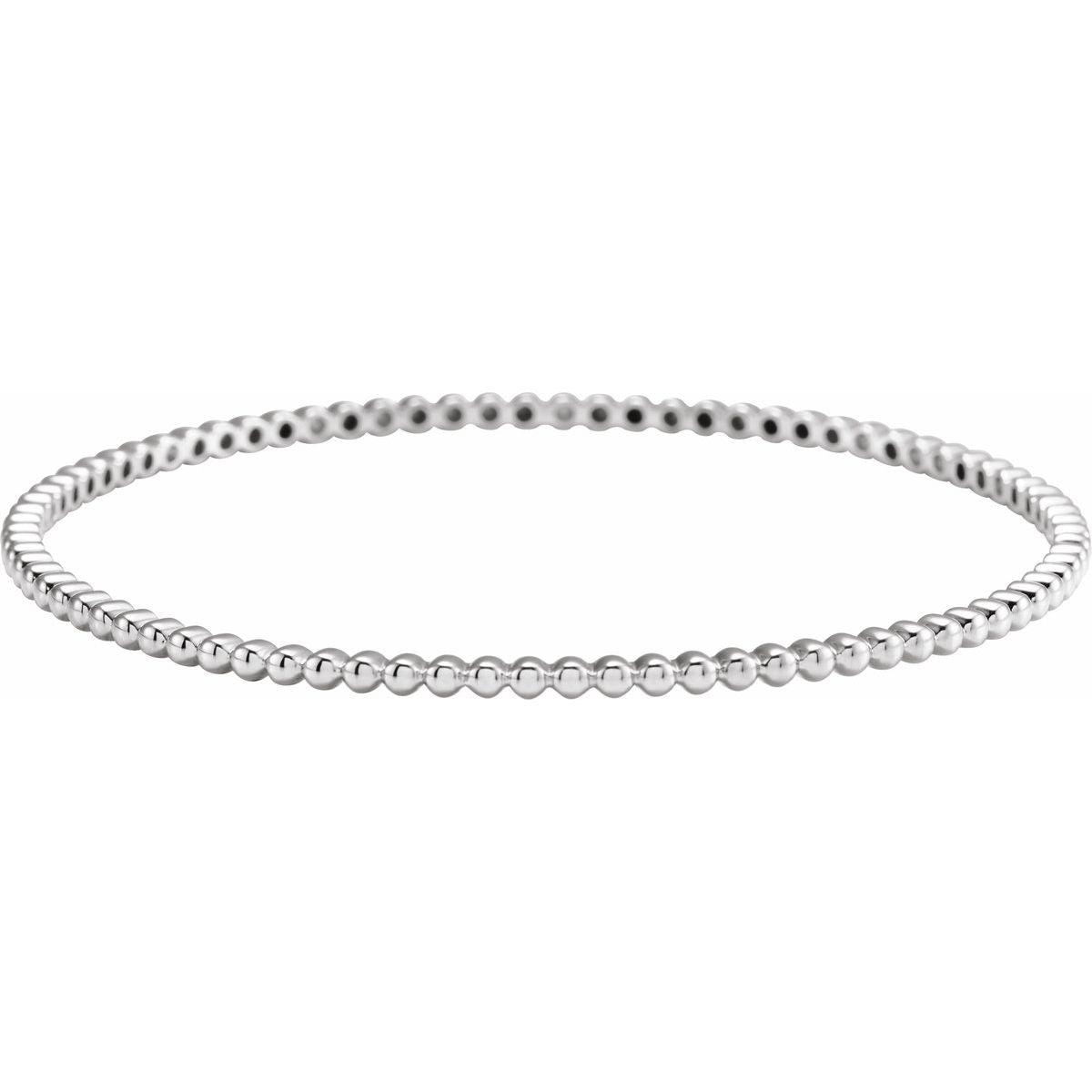 Beaded Bangle Bracelet - 14K White Gold - Series BRC888