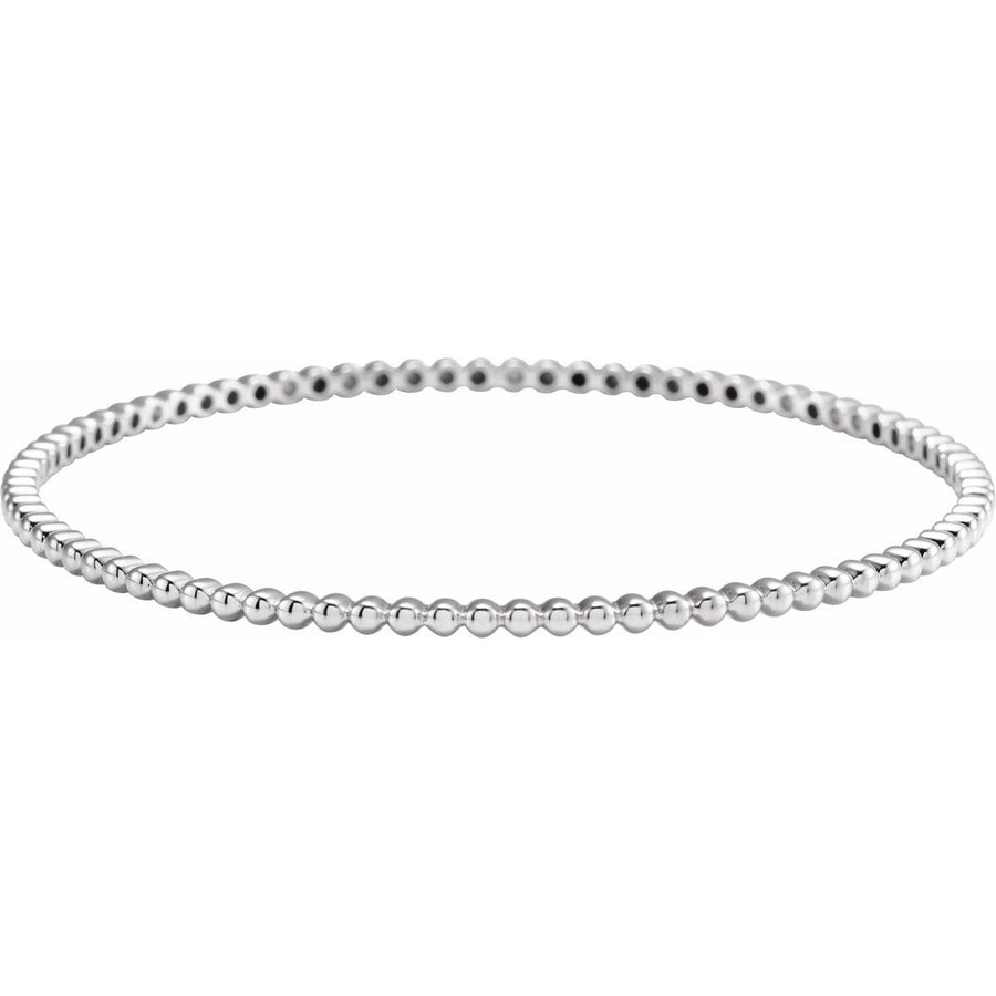 Beaded Bangle Bracelet - 14K White Gold - Series BRC888