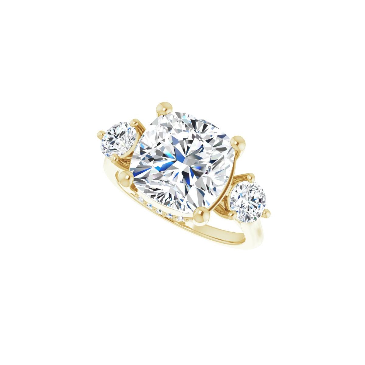 Cushion Three-Stone Engagement Ring Semi-Mount - gallery - Series 124744