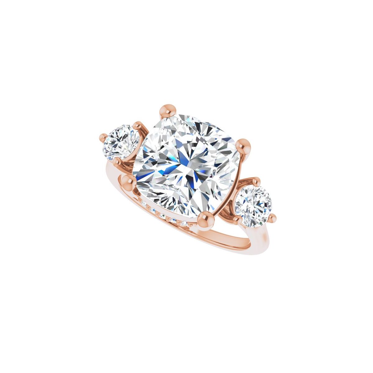 Cushion Three-Stone Engagement Ring Semi-Mount - gallery - Series 124744