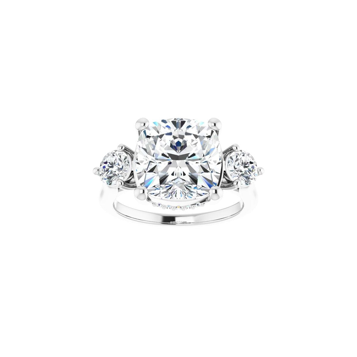 Cushion Three-Stone Engagement Ring Semi-Mount - gallery - Series 124744