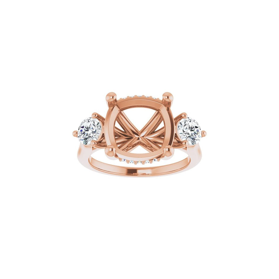 Cushion Three-Stone Engagement Ring Semi-Mount - gallery - Series 124744