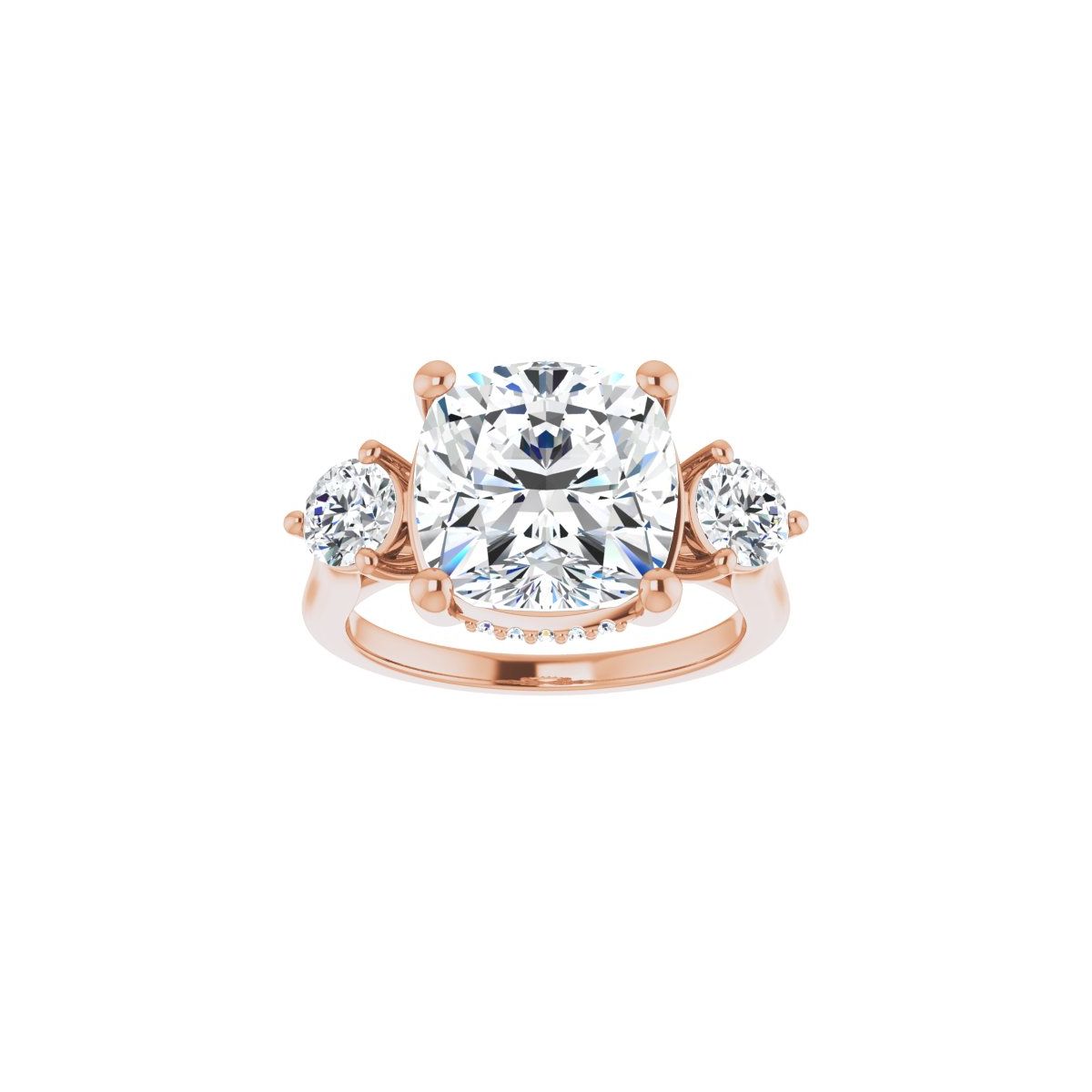Cushion Three-Stone Engagement Ring Semi-Mount - gallery - Series 124744
