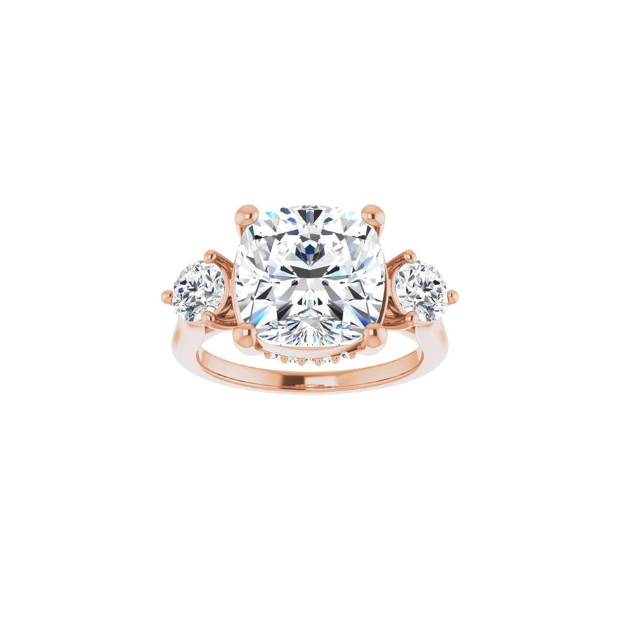 Cushion Three-Stone Engagement Ring Semi-Mount - gallery - Series 124744