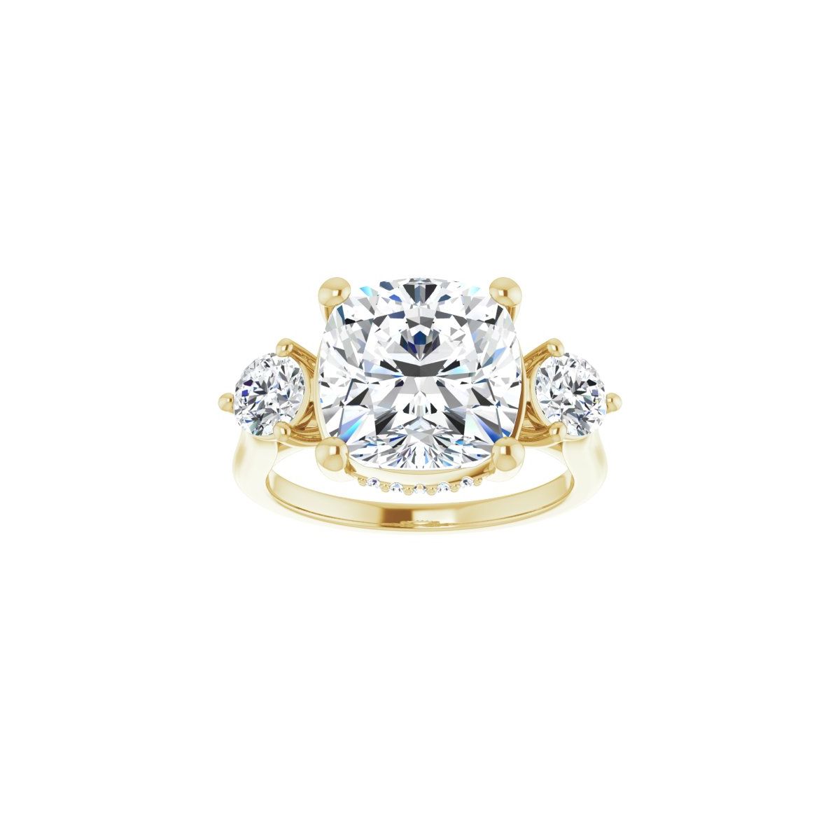 Cushion Three-Stone Engagement Ring Semi-Mount - gallery - Series 124744