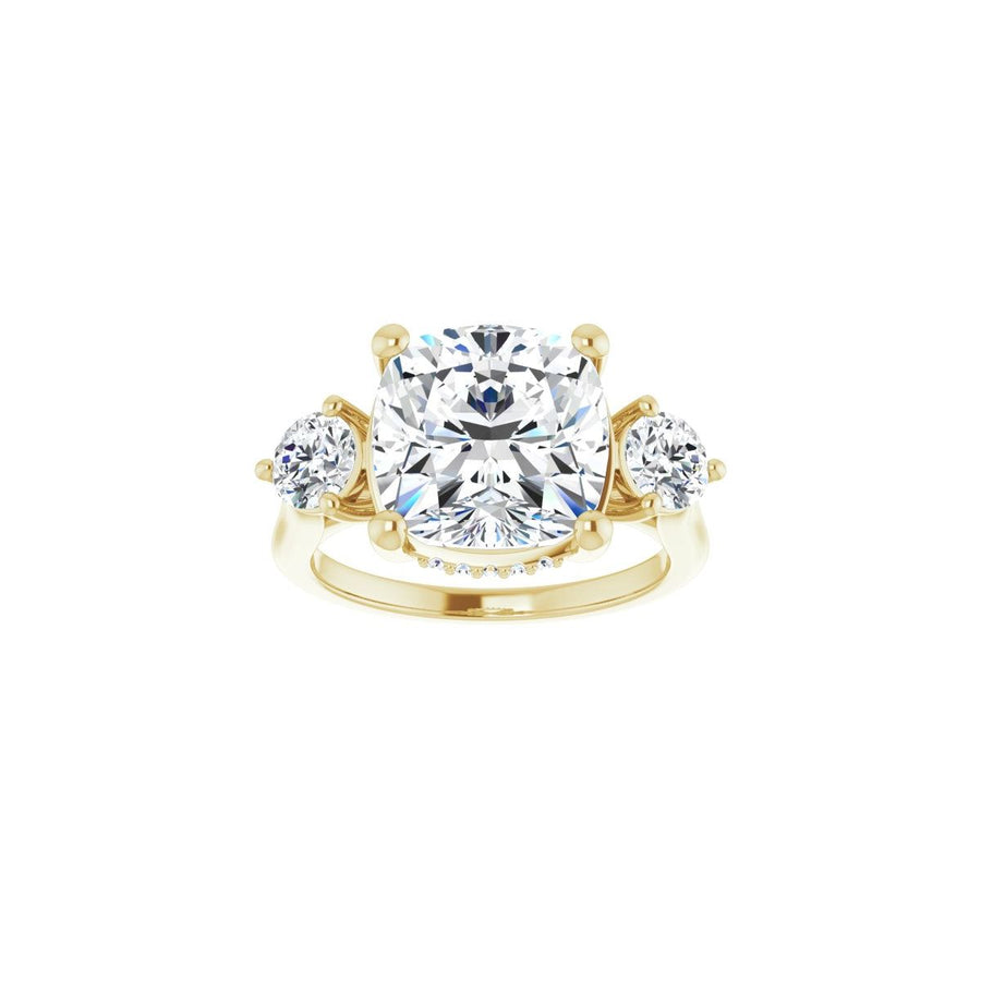 Cushion Three-Stone Engagement Ring Semi-Mount - gallery - Series 124744