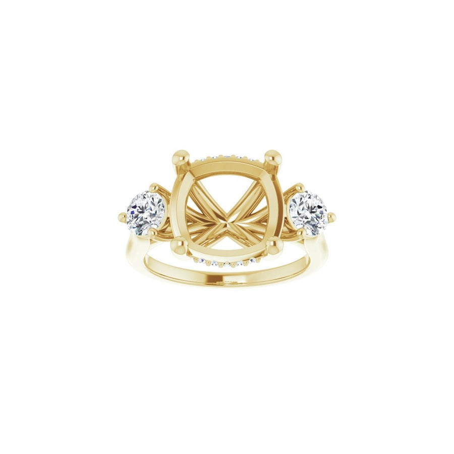 Cushion Three-Stone Engagement Ring Semi-Mount - gallery - Series 124744
