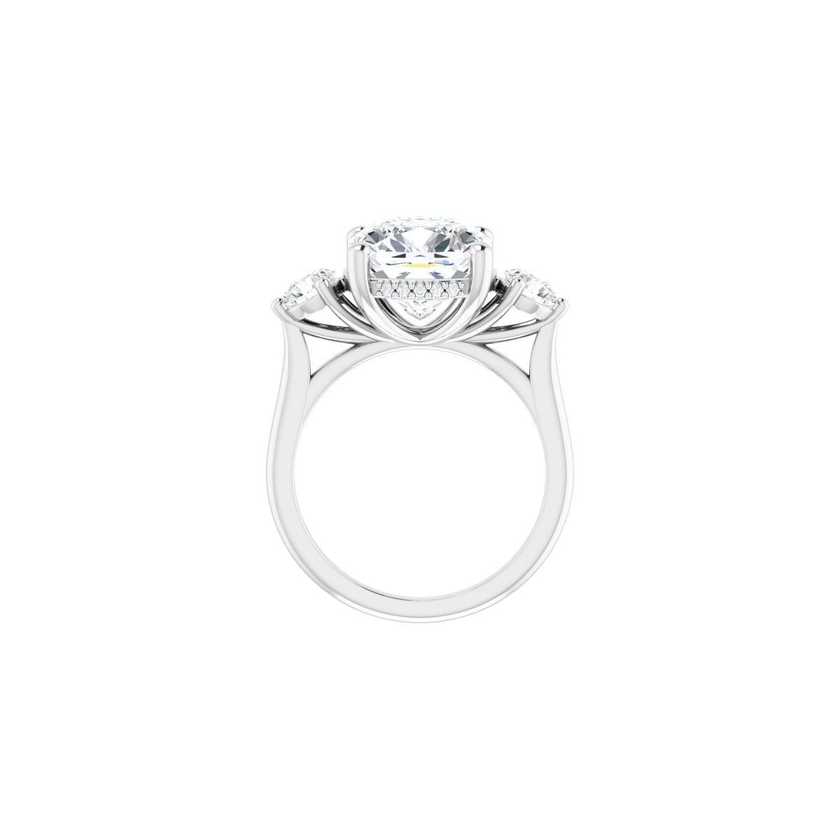 Cushion Three-Stone Engagement Ring Semi-Mount - gallery - Series 124744
