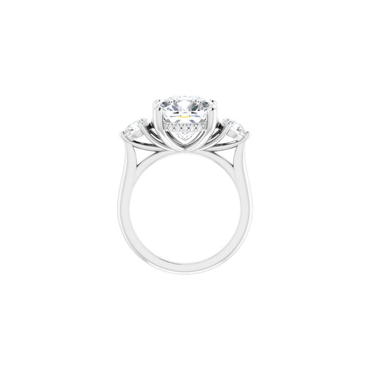 Cushion Three-Stone Engagement Ring Semi-Mount - gallery - Series 124744