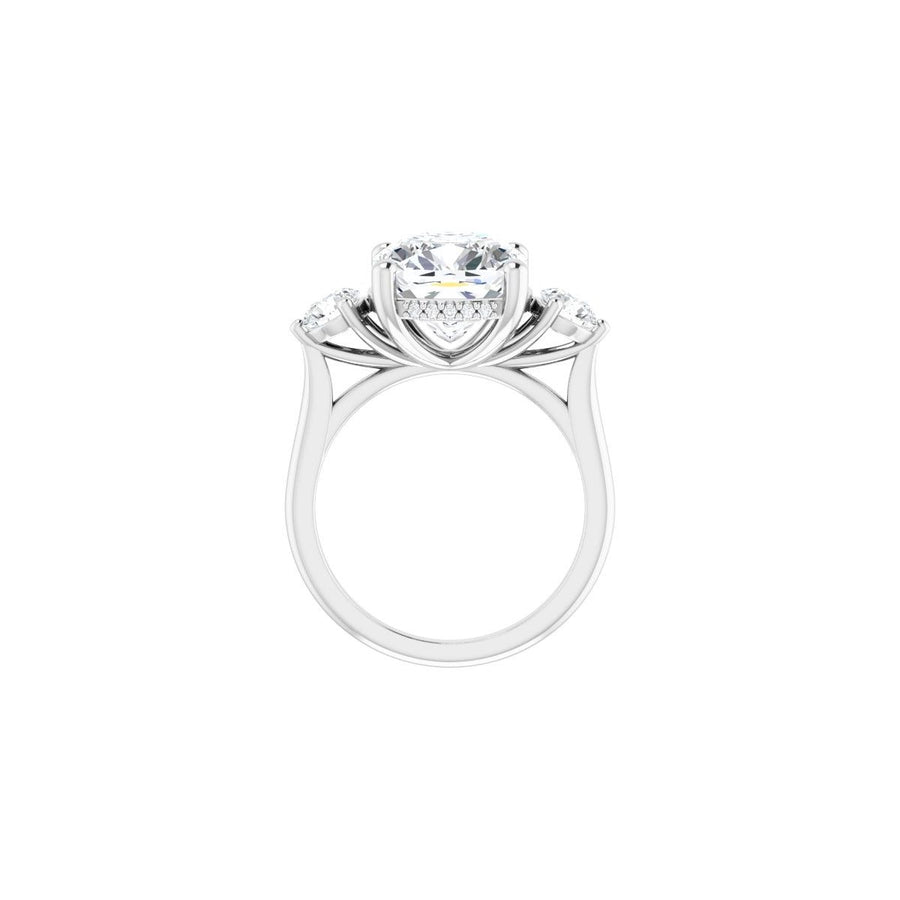 Cushion Three-Stone Engagement Ring Semi-Mount - gallery - Series 124744