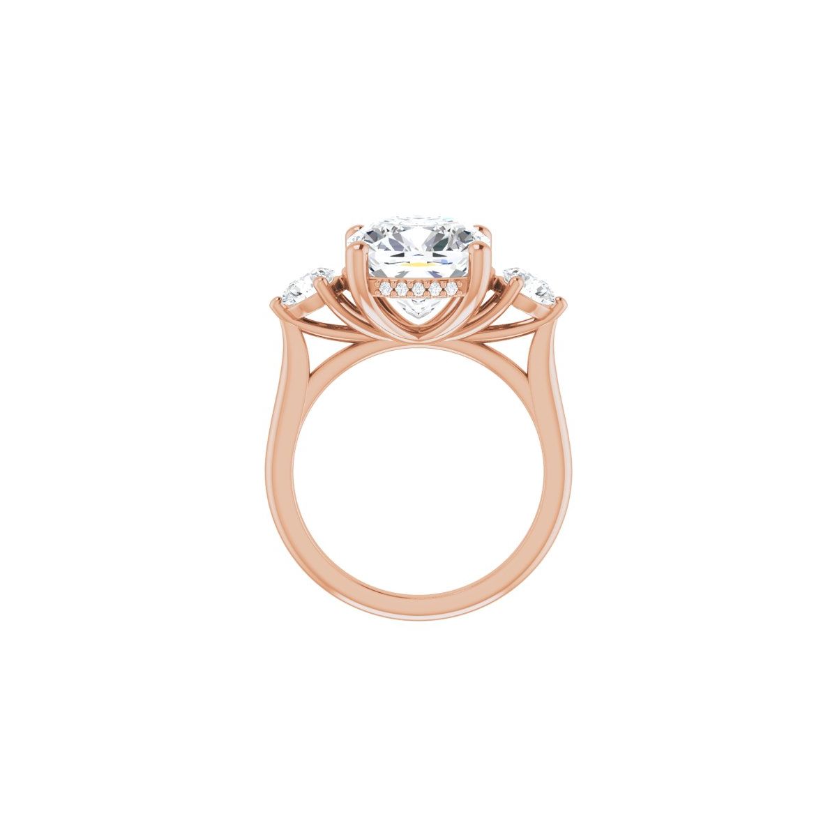 Cushion Three-Stone Engagement Ring Semi-Mount - gallery - Series 124744