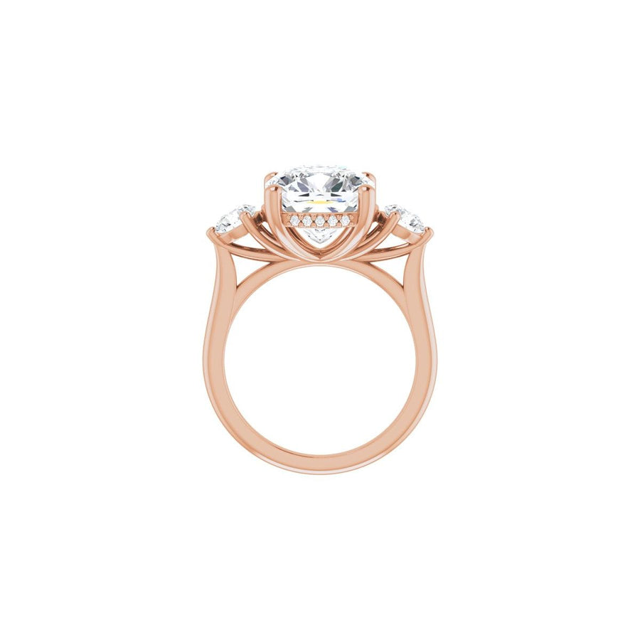 Cushion Three-Stone Engagement Ring Semi-Mount - gallery - Series 124744