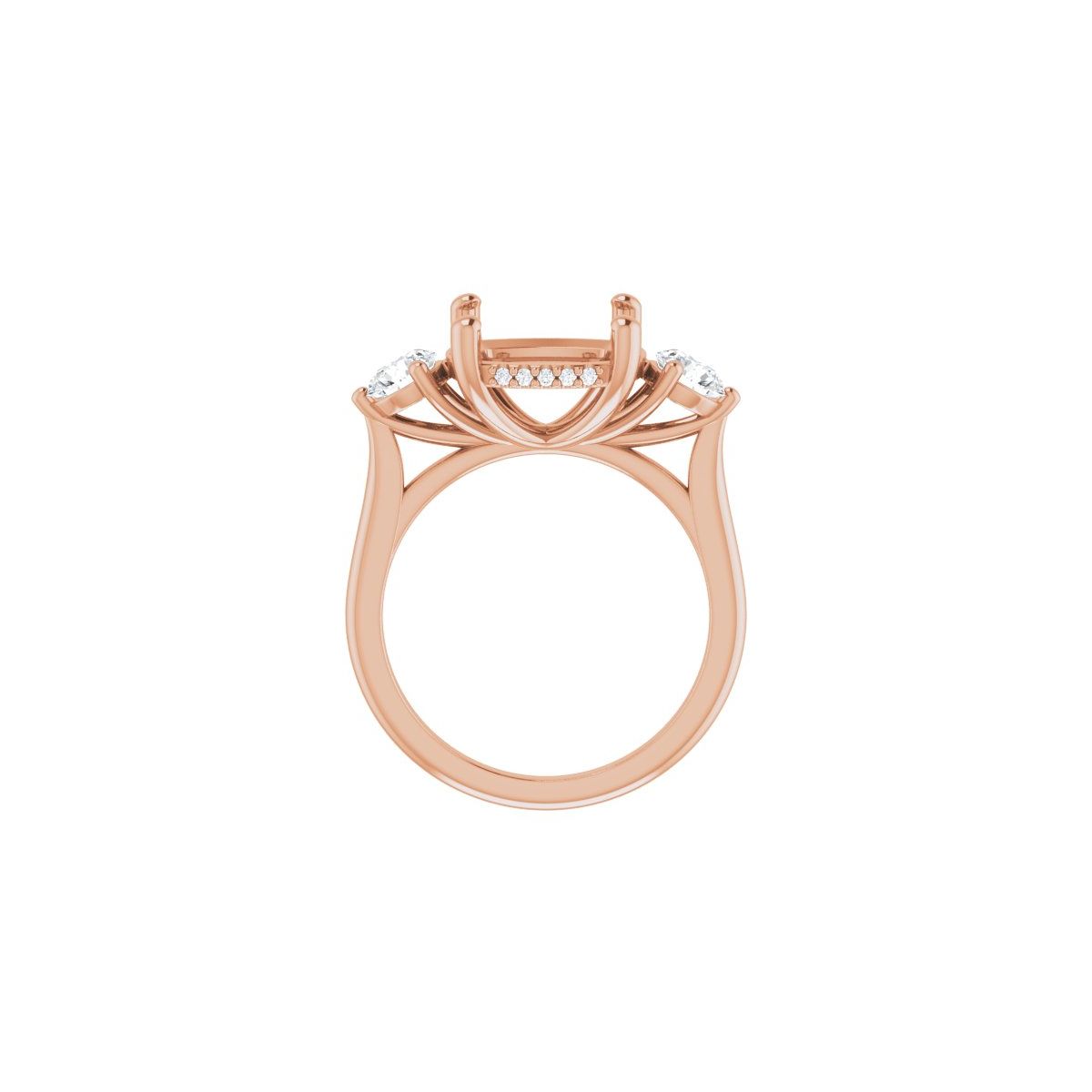 Cushion Three-Stone Engagement Ring Semi-Mount - gallery - Series 124744