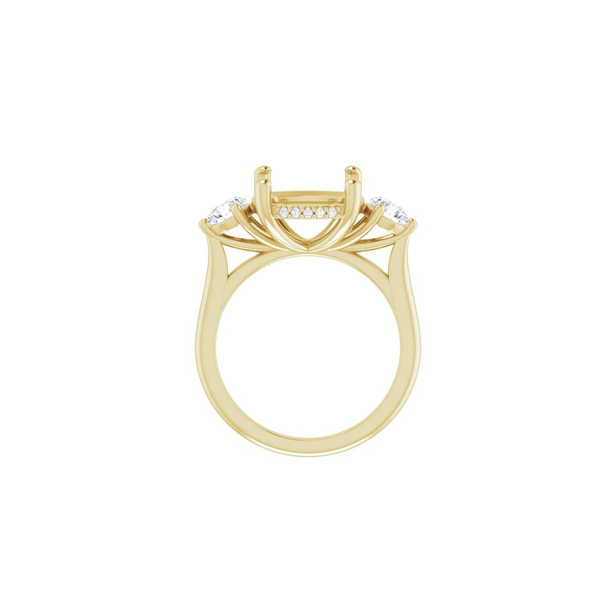 Cushion Three-Stone Engagement Ring Semi-Mount - gallery - Series 124744