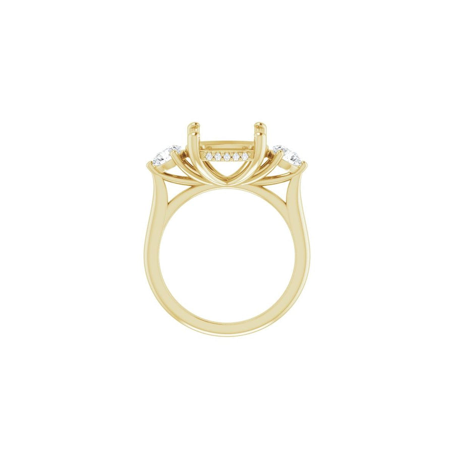Cushion Three-Stone Engagement Ring Semi-Mount - gallery - Series 124744
