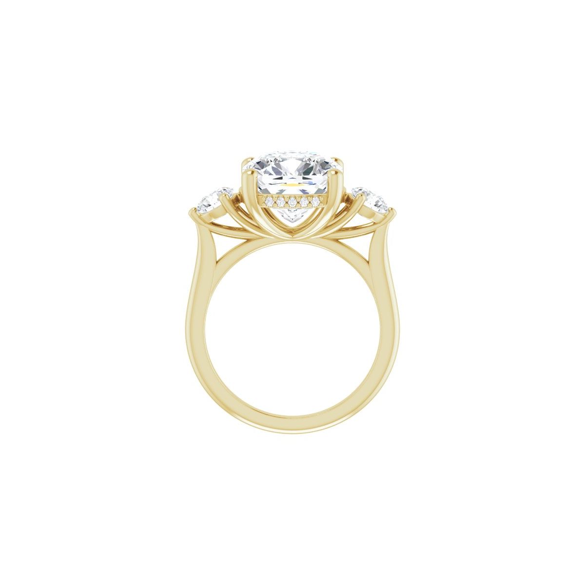 Cushion Three-Stone Engagement Ring Semi-Mount - gallery - Series 124744