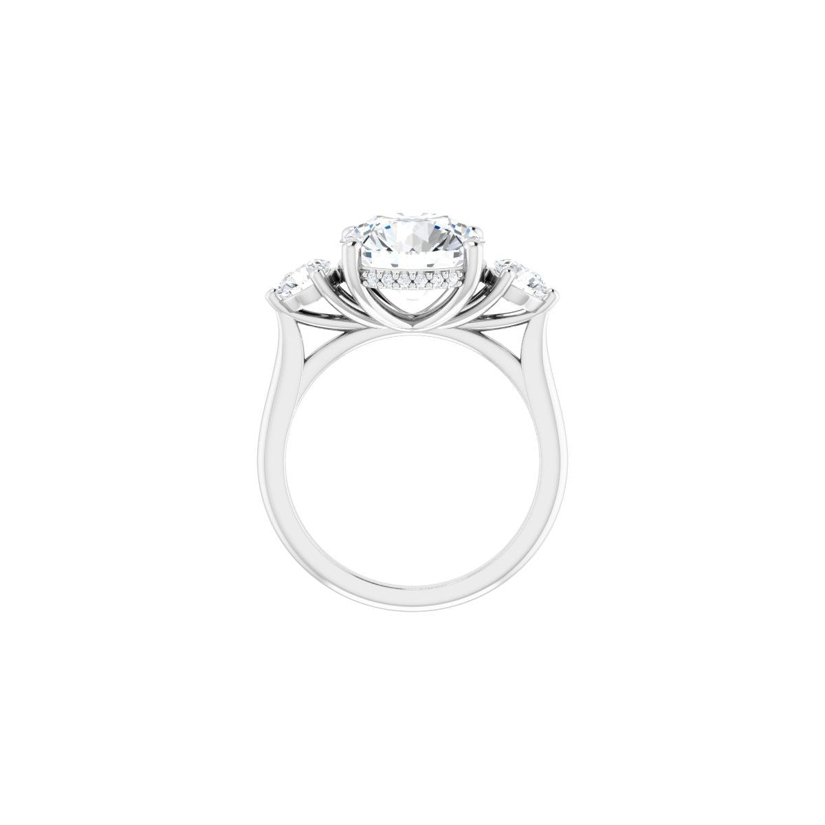 Round Three-Stone Engagement Ring Semi-Mount - gallery - Series 124744