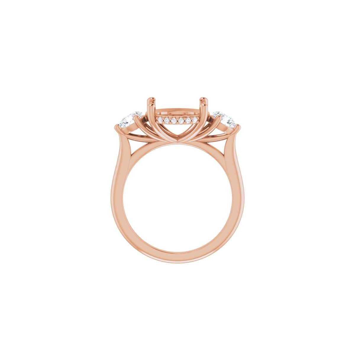 Round Three-Stone Engagement Ring Semi-Mount - gallery - Series 124744
