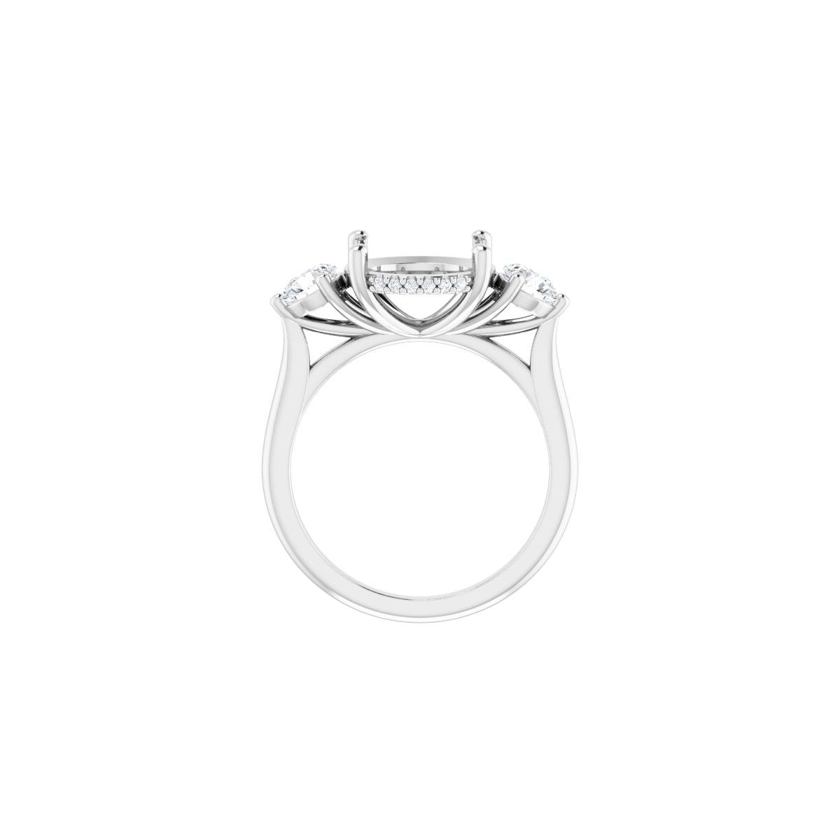 Round Three-Stone Engagement Ring Semi-Mount - gallery - Series 124744
