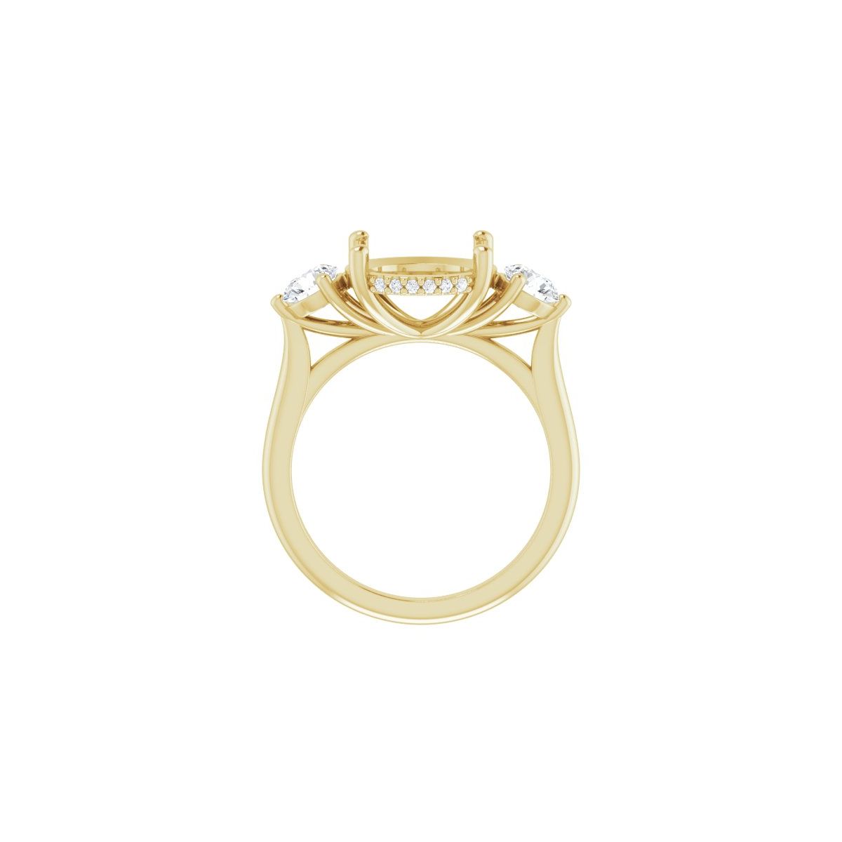 Round Three-Stone Engagement Ring Semi-Mount - gallery - Series 124744