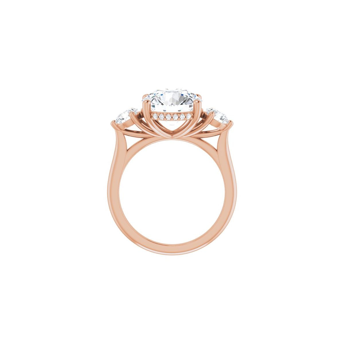 Round Three-Stone Engagement Ring Semi-Mount - gallery - Series 124744