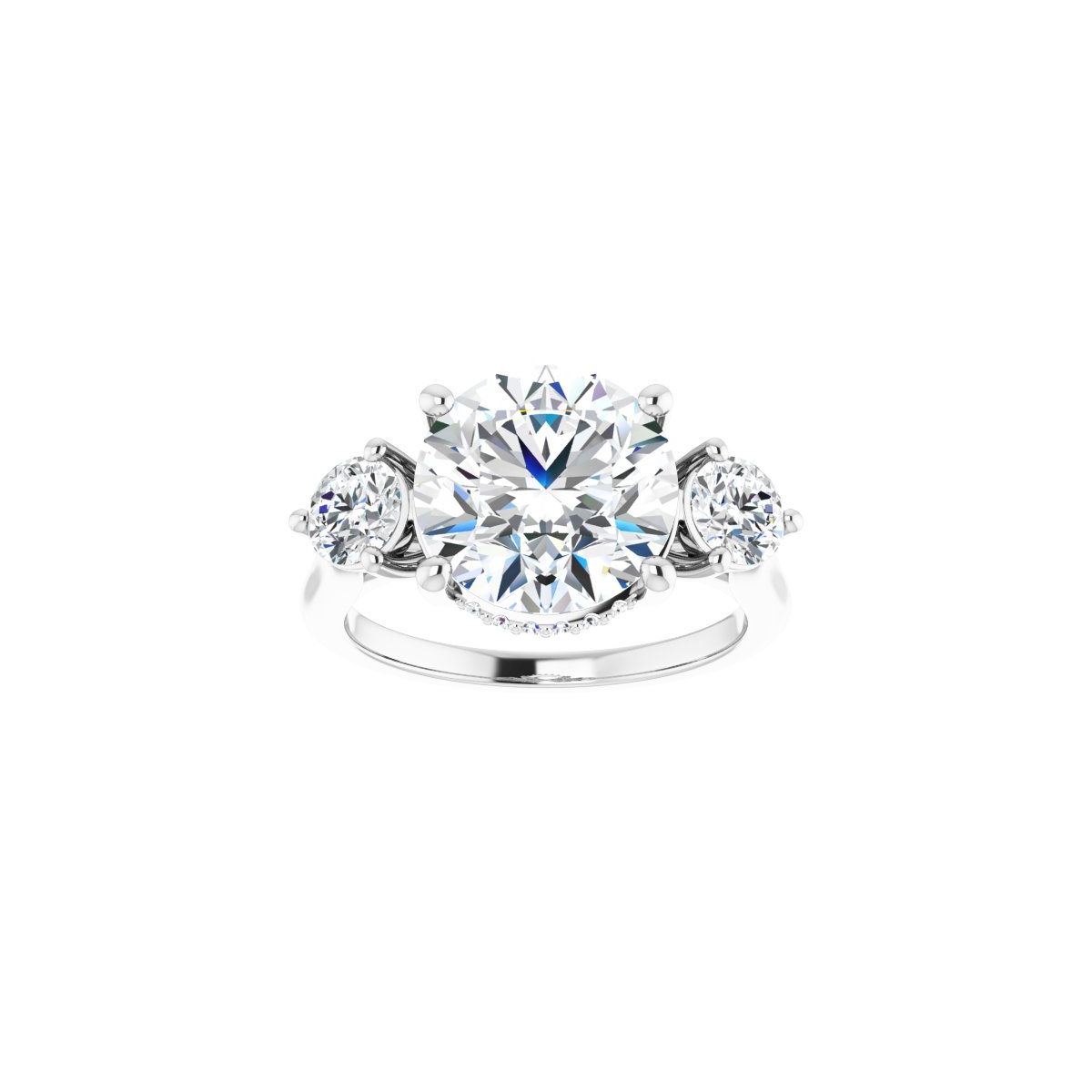 Round Three-Stone Engagement Ring Semi-Mount - gallery - Series 124744