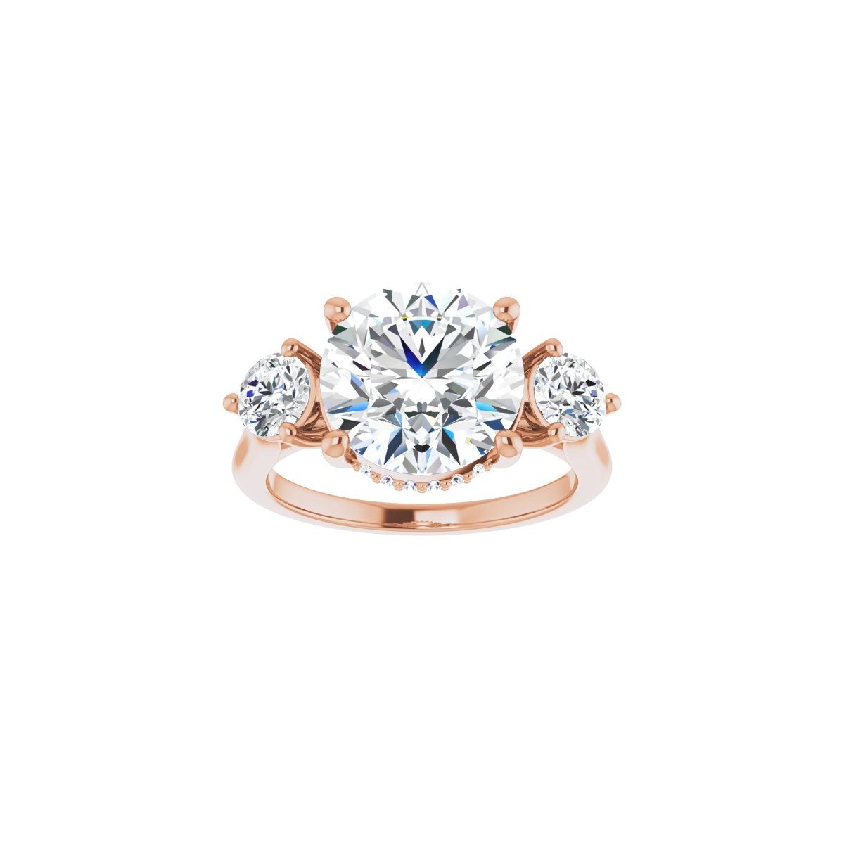 Round Three-Stone Engagement Ring Semi-Mount - gallery - Series 124744