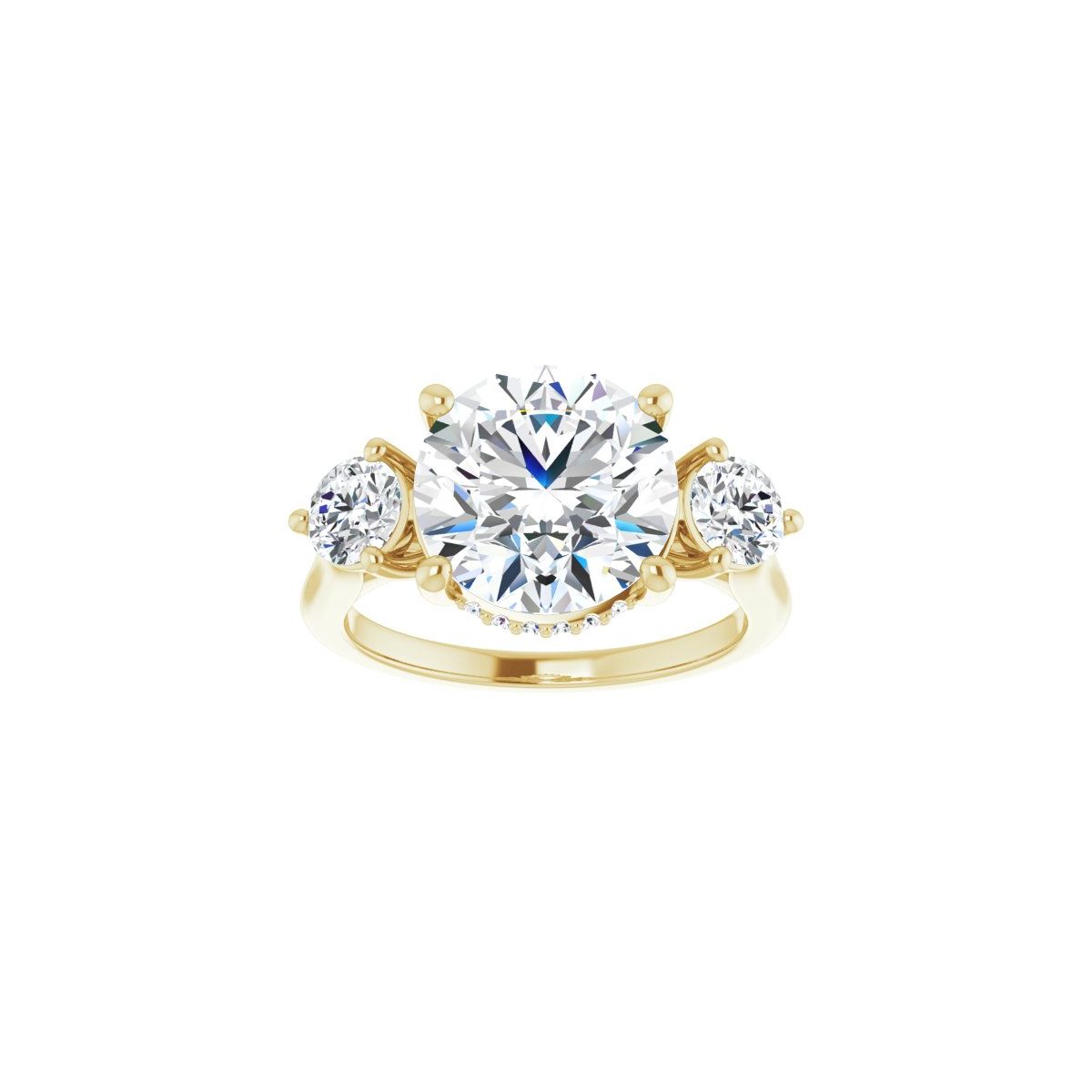 Round Three-Stone Engagement Ring Semi-Mount - gallery - Series 124744