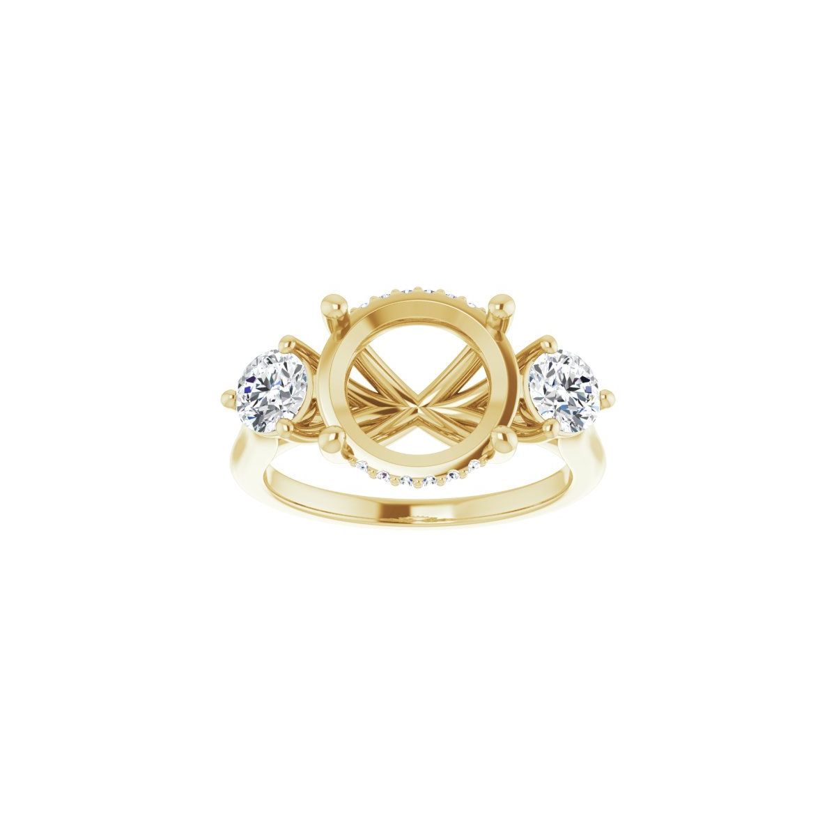 Round Three-Stone Engagement Ring Semi-Mount - gallery - Series 124744