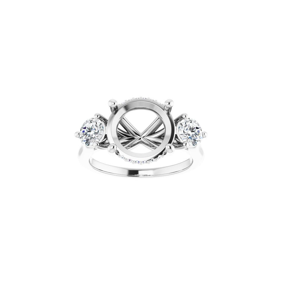 Round Three-Stone Engagement Ring Semi-Mount - gallery - Series 124744