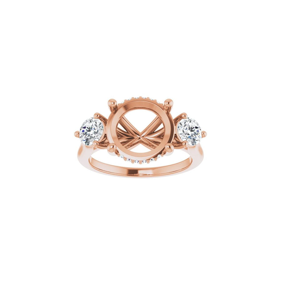 Round Three-Stone Engagement Ring Semi-Mount - gallery - Series 124744