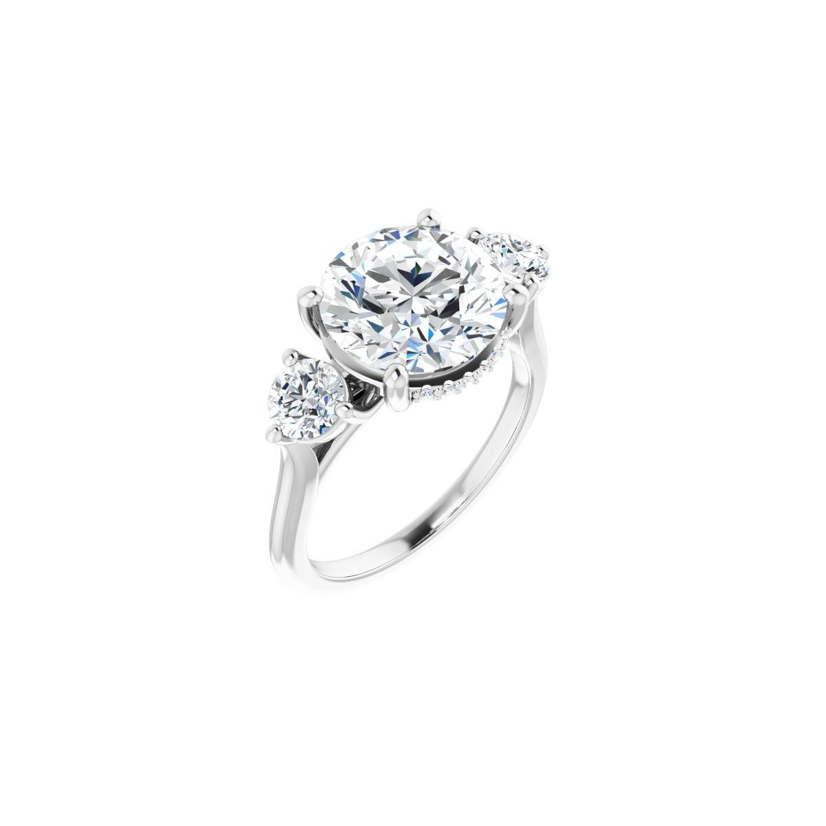 Natural Diamond Round Three-Stone Engagement Ring Semi-Mount - Platinum - Series 124744