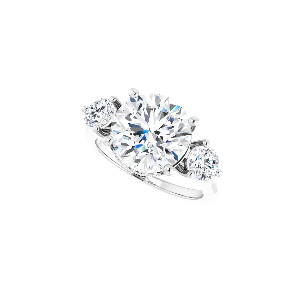Round Three-Stone Engagement Ring Semi-Mount - gallery - Series 124744