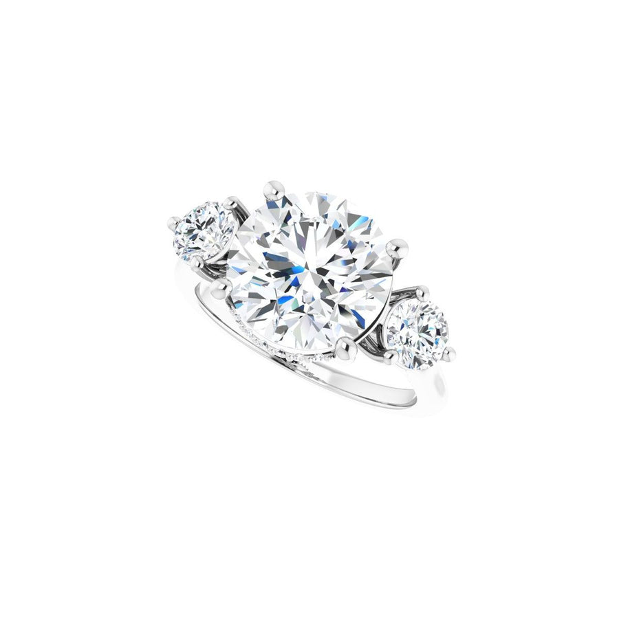 Round Three-Stone Engagement Ring Semi-Mount - gallery - Series 124744