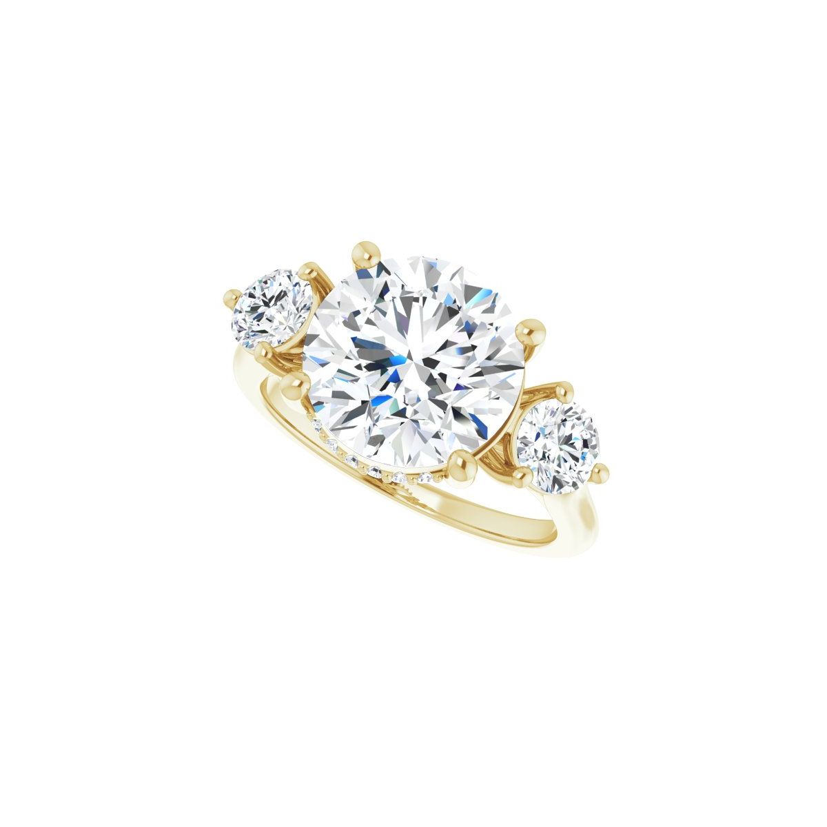 Round Three-Stone Engagement Ring Semi-Mount - gallery - Series 124744
