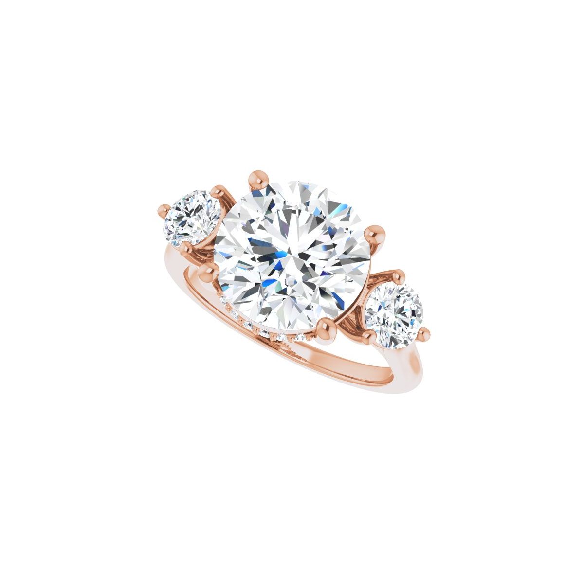 Round Three-Stone Engagement Ring Semi-Mount - gallery - Series 124744