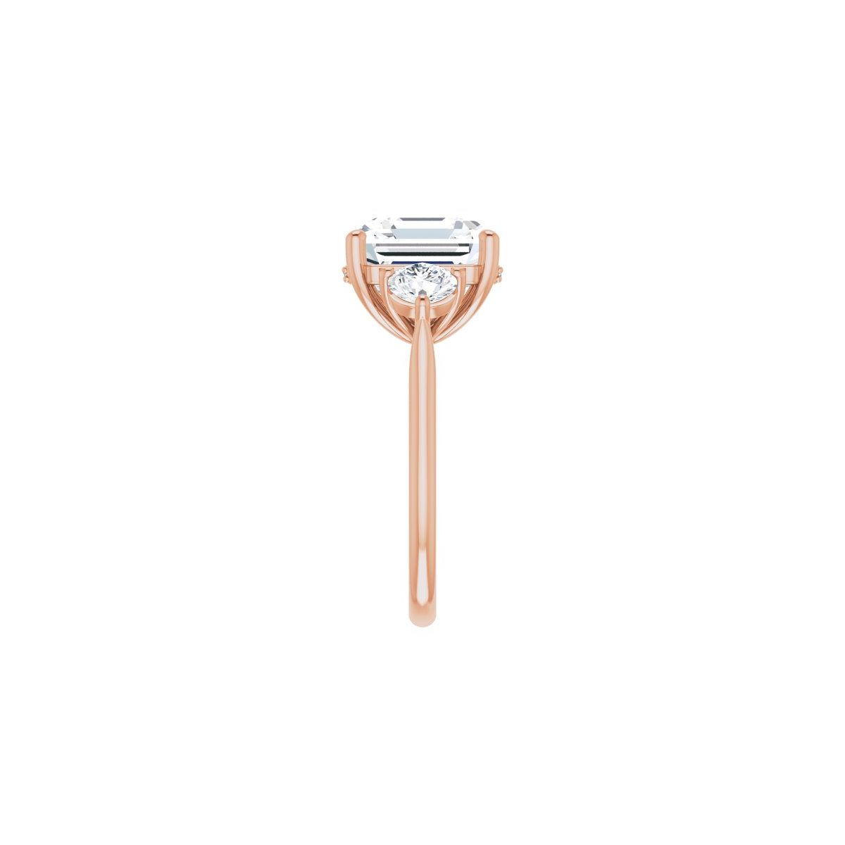 Asscher Three-Stone Engagement Ring Semi-Mount - gallery - Series 124744