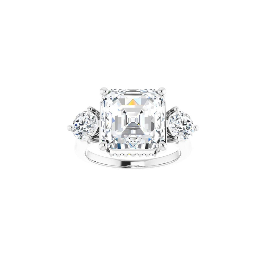 Asscher Three-Stone Engagement Ring Semi-Mount - gallery - Series 124744
