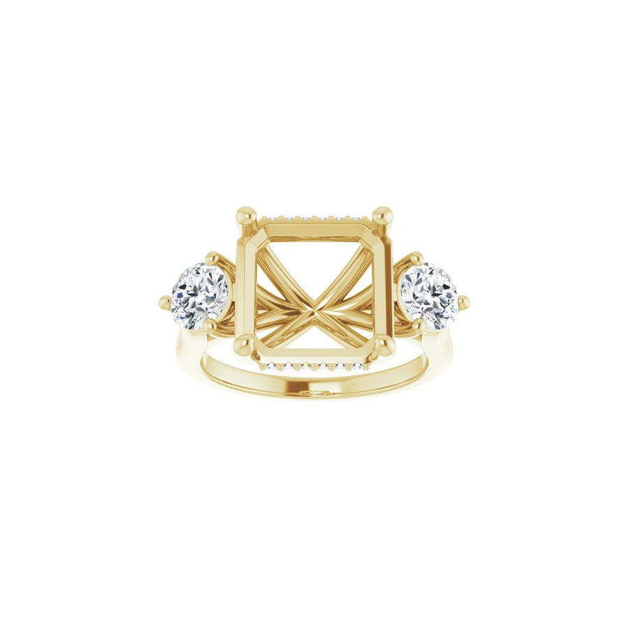 Asscher Three-Stone Engagement Ring Semi-Mount - gallery - Series 124744