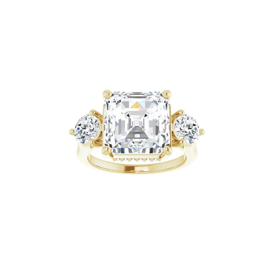 Asscher Three-Stone Engagement Ring Semi-Mount - gallery - Series 124744