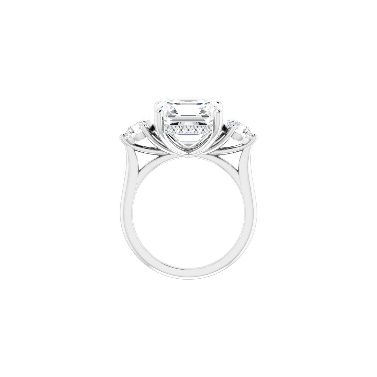 Asscher Three-Stone Engagement Ring Semi-Mount - gallery - Series 124744