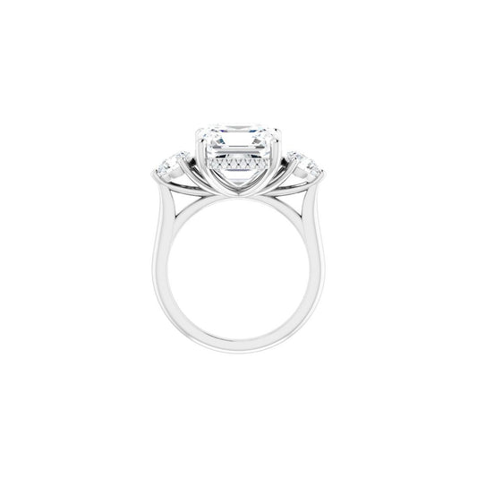 Asscher Three-Stone Engagement Ring Semi-Mount - gallery - Series 124744