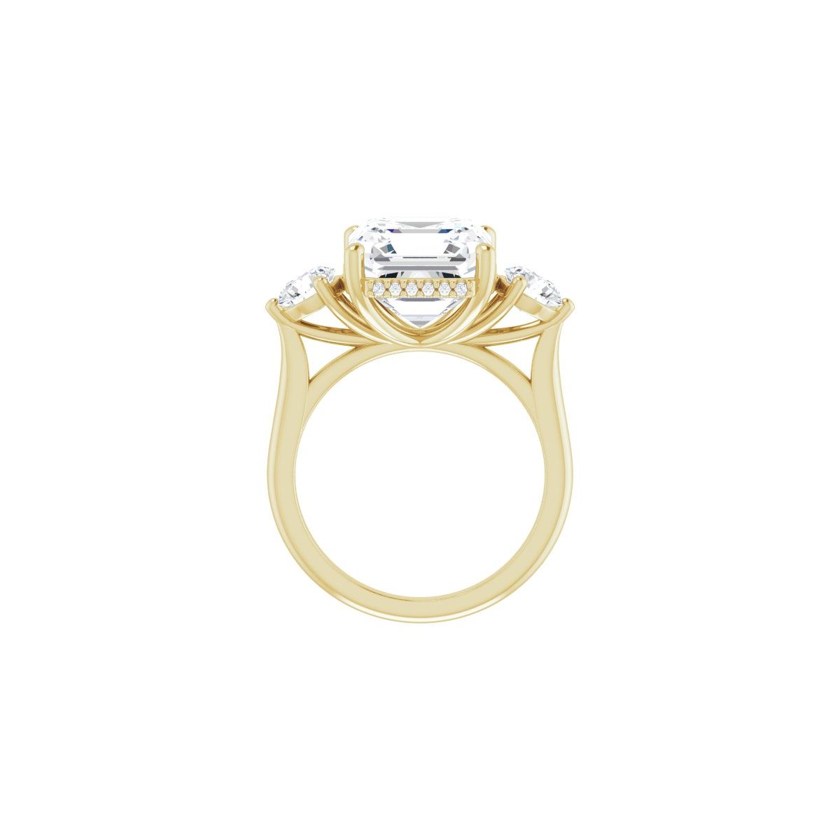 Asscher Three-Stone Engagement Ring Semi-Mount - gallery - Series 124744